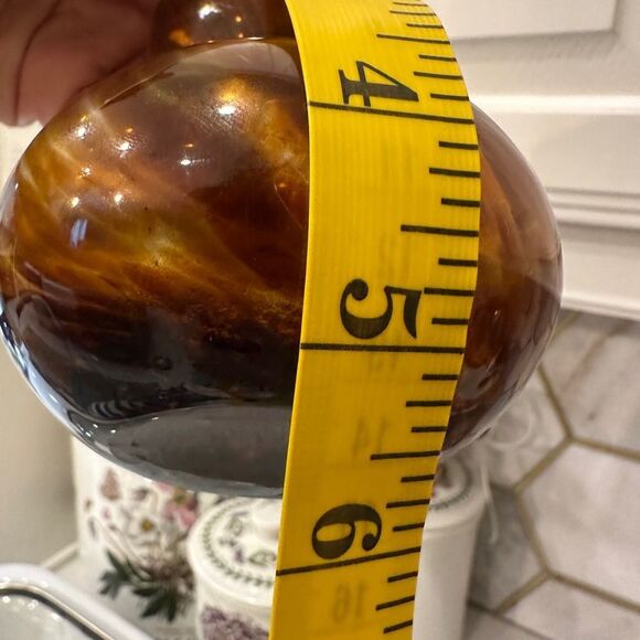 Vintage tortoise brown art glass gourd shaped bubble bud vase weed vase - Picture 7 of 7